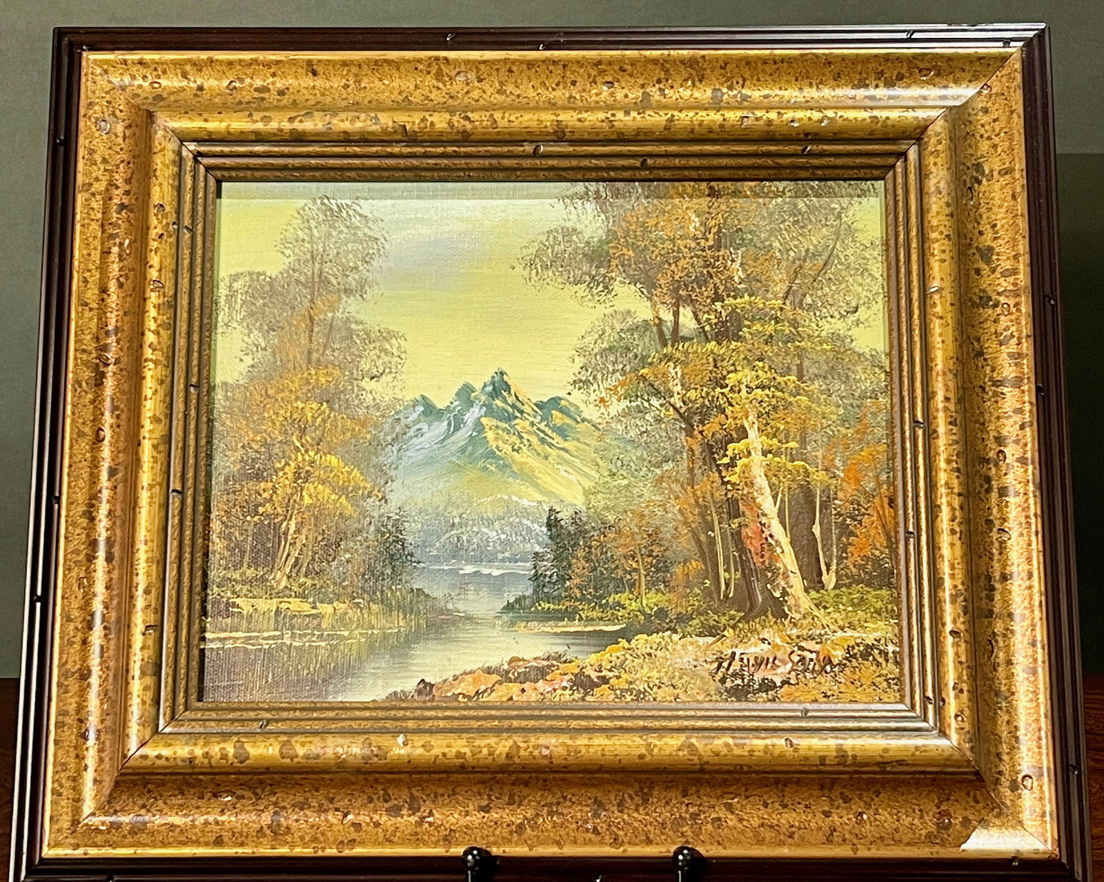Small Custom Framed Landscape Oil Painting by H.Wilson (1 of 6)