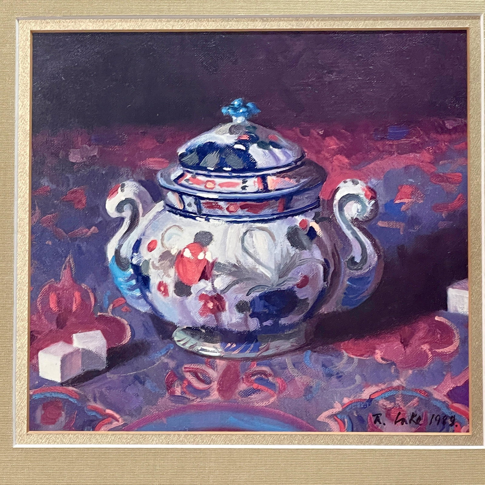 Chinoiserie Style Custom Framed Art Print Blue/White/Rd (1 of 6)