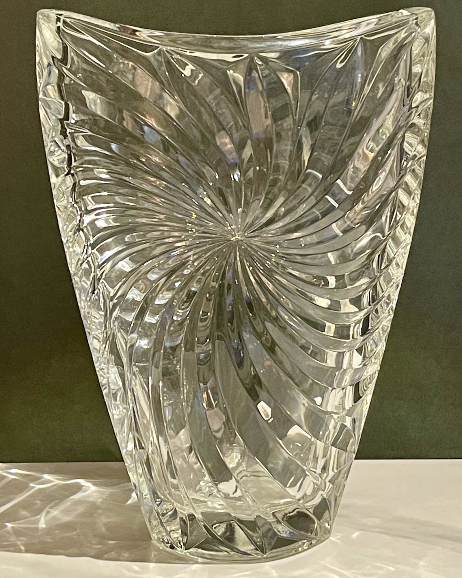 Modern Heavy Clear Crystal Flower Vase, 10"H (1 of 5)