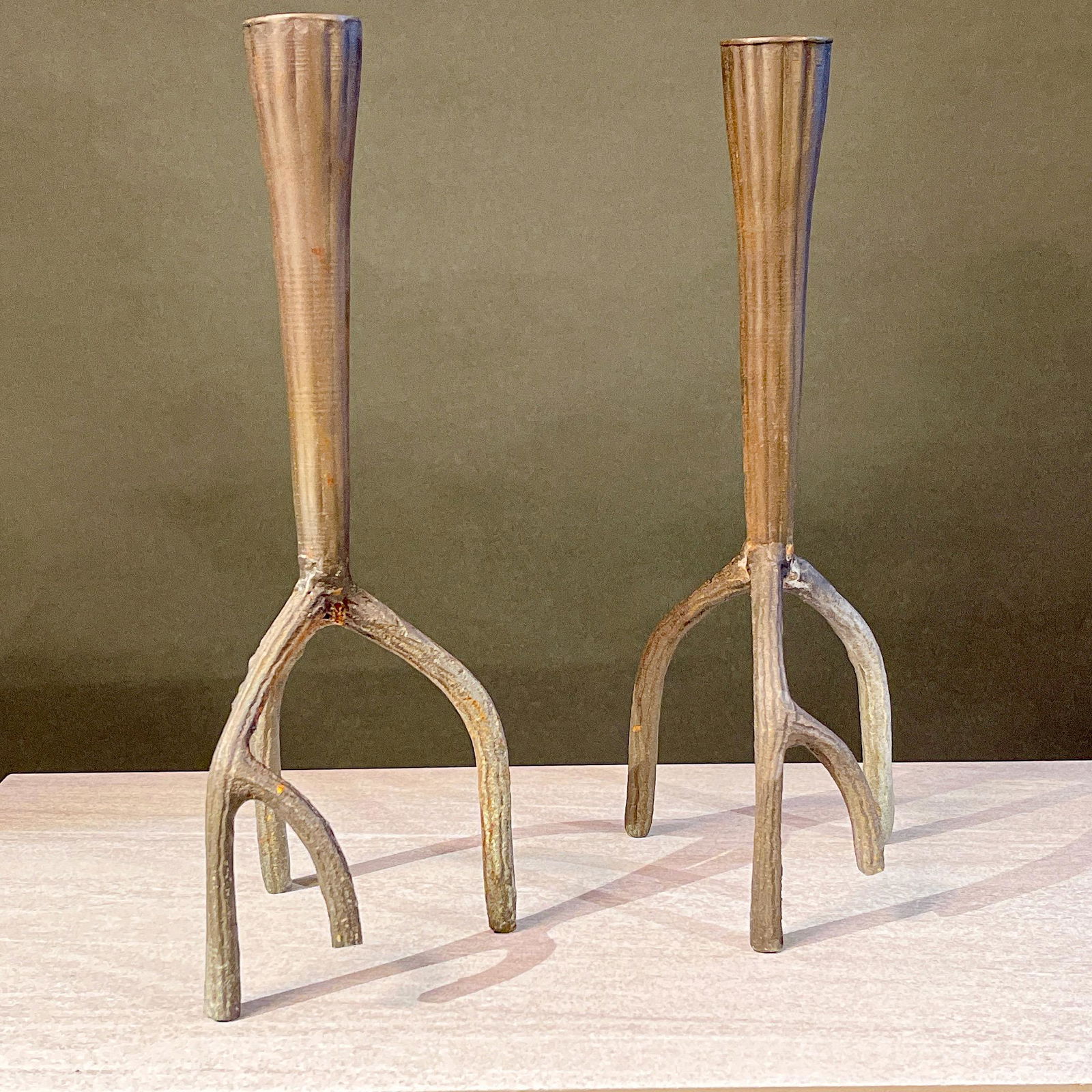 Danish Mid Century Modern Faux Bois Branch Candlesticks (1 of 5)