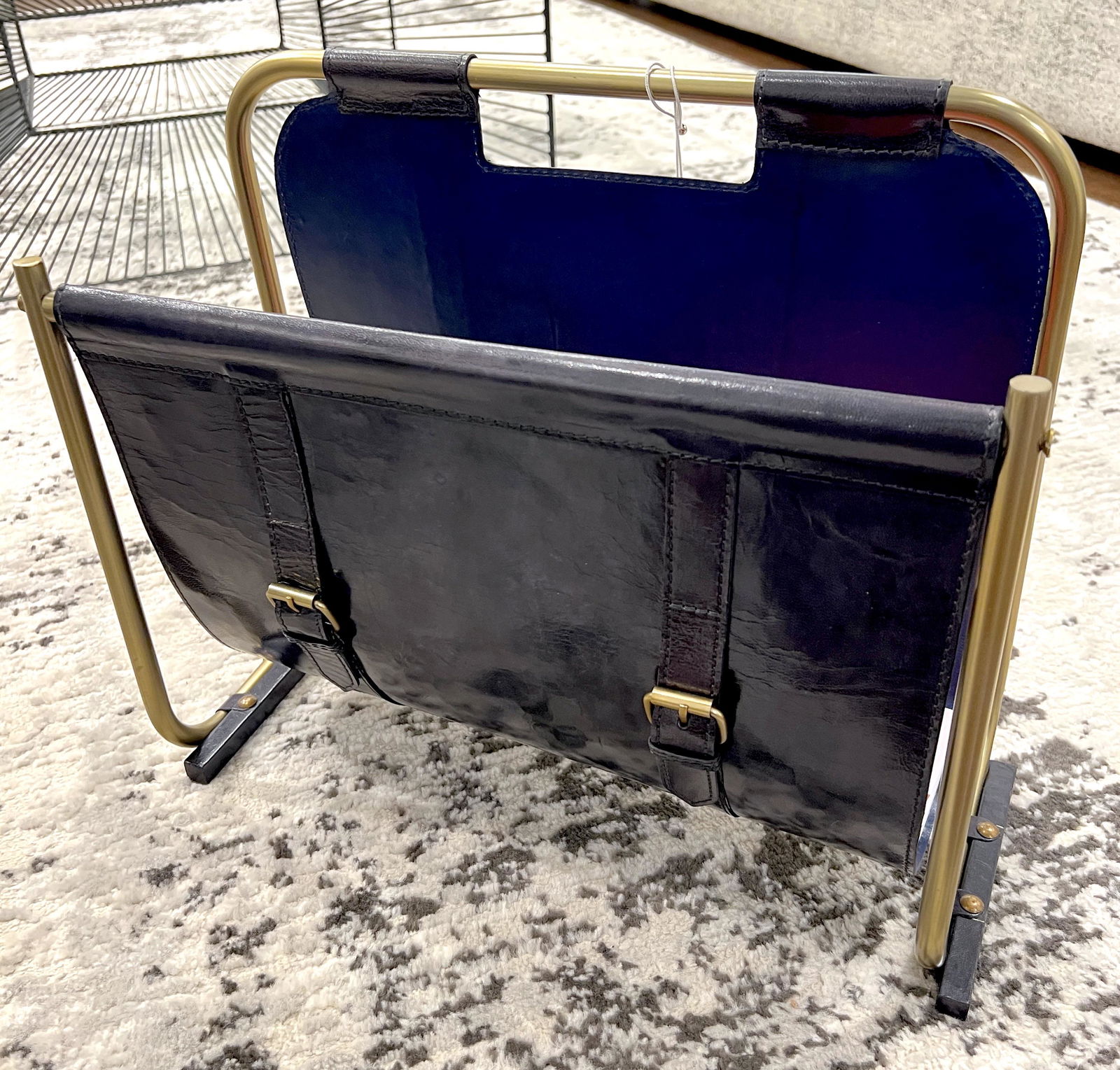 INDIGO LEATHER MAGAZINE HOLDER (1 of 2)