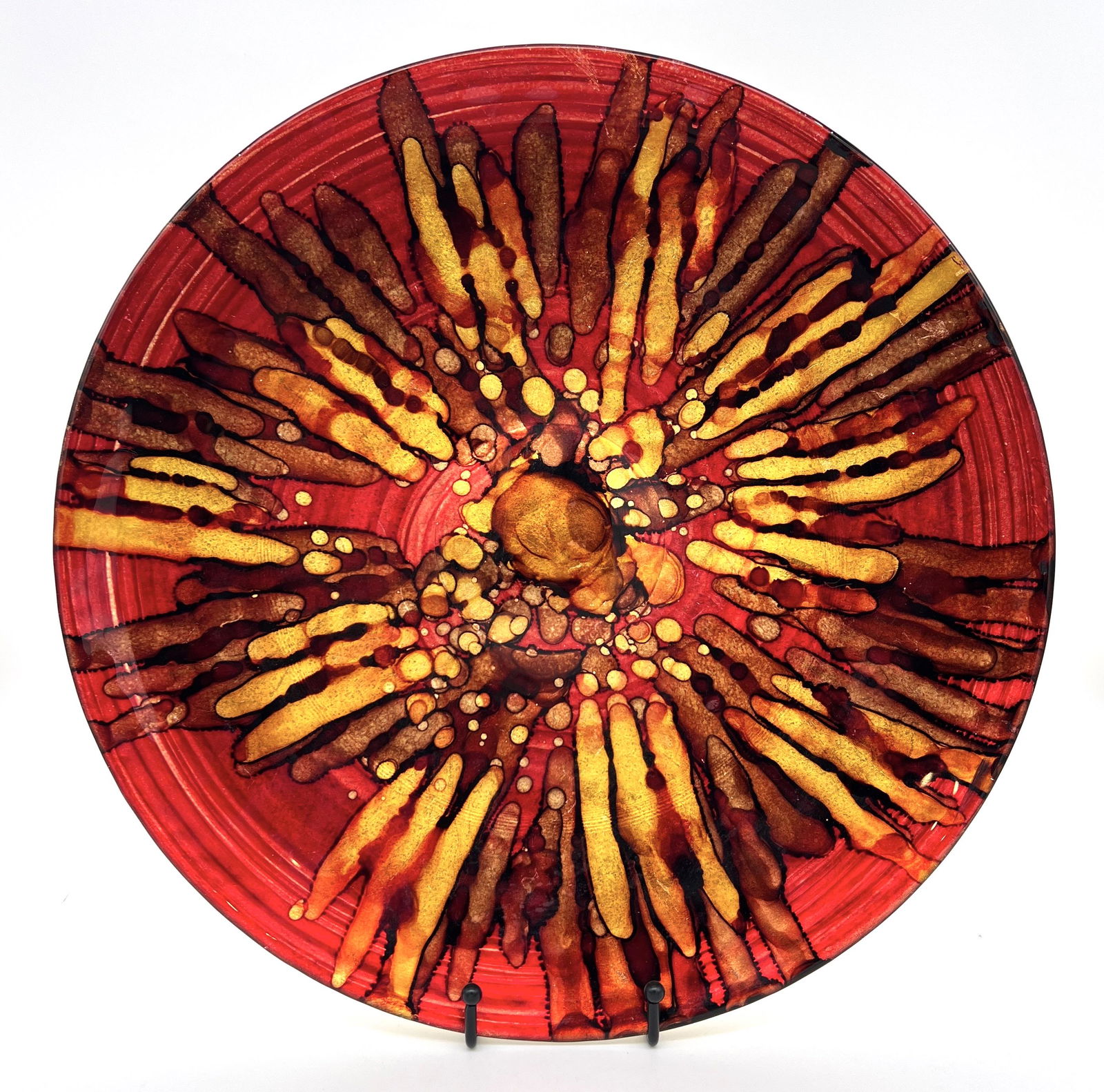 LARGE ITALIAN MODERN EGLOMISE GLASS PLATE (1 of 2)