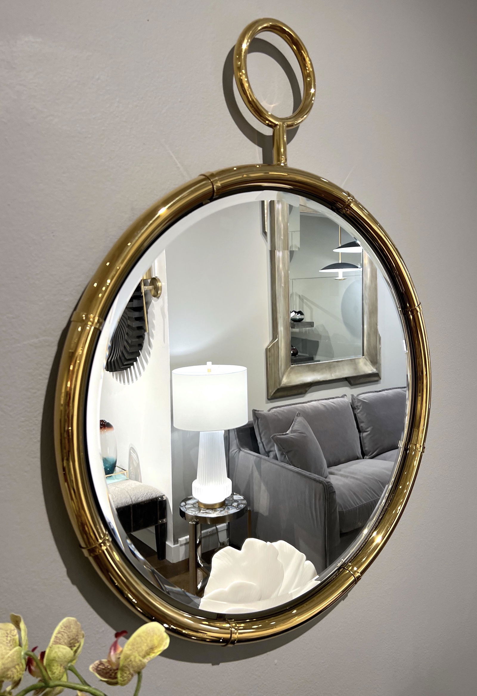 EQUESTRIAN-INSPIRED ROUND POLISHED BRASS WALL MIRROR (1 of 1)