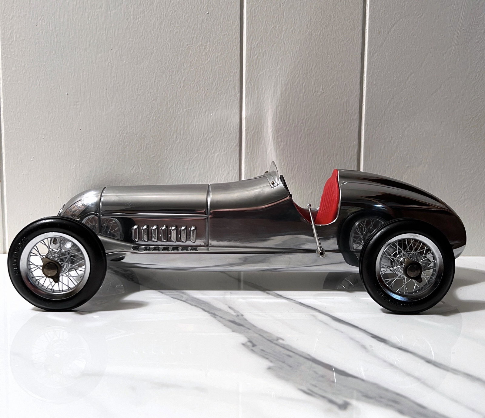 ART DECO SILVER MERCEDES-BENZ MODEL RACING CAR (1 of 6)