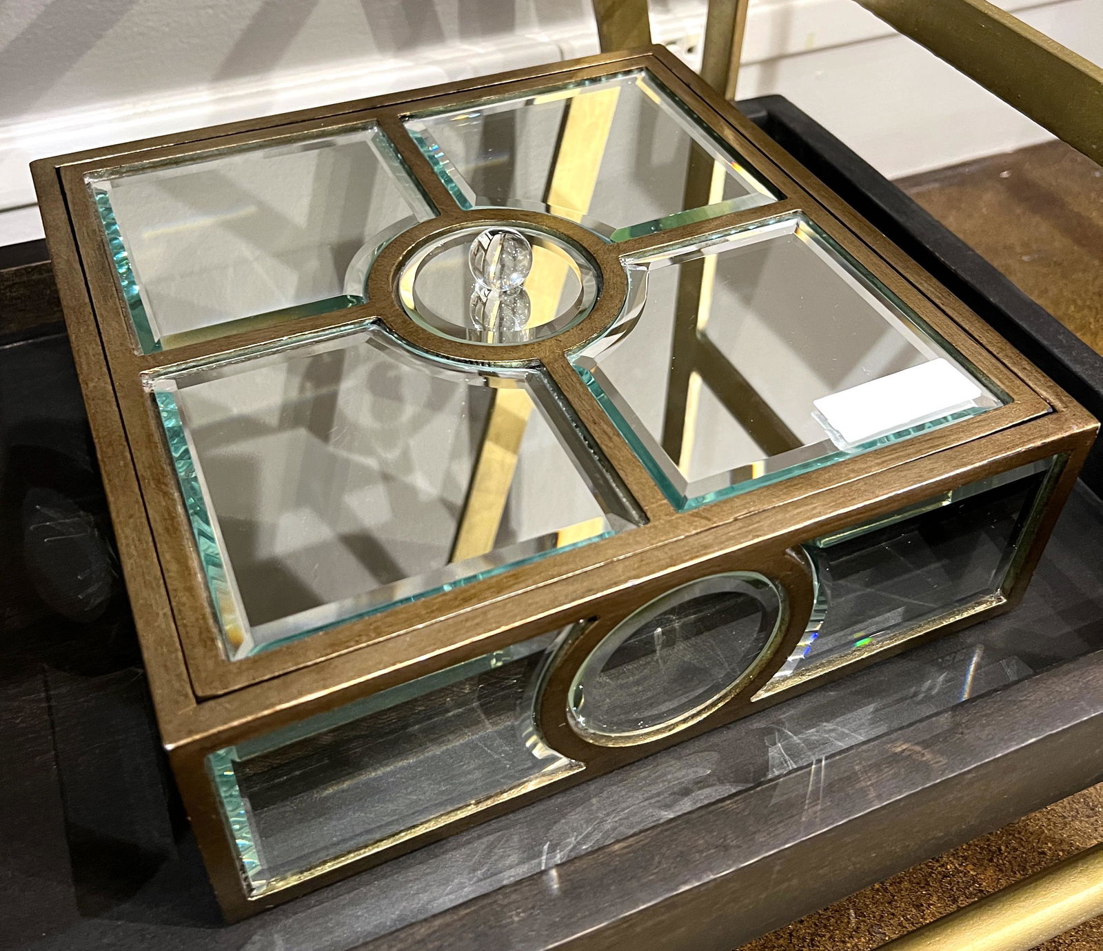 ART DECO STYLE BEVELED MIRROR GLASS BOX IN THE MANNER OF PIETRO CHIESA (1 of 2)