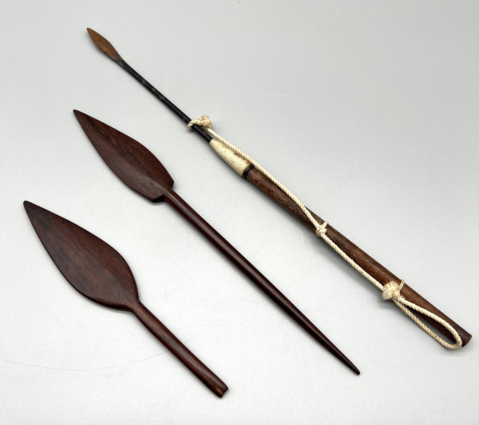 Set of Three Ancient Wood and Metal Tribal Spears (1 of 6)
