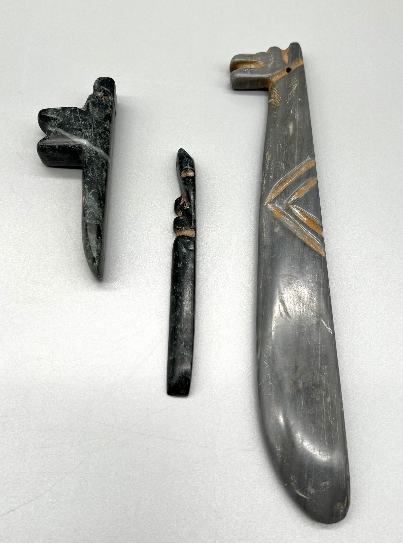 Set of Three Pre-Columbian Carved Stone Pendants (1 of 10)