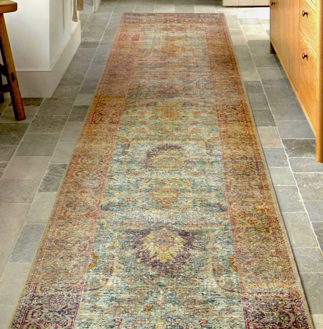 Turkish Flat-Weave Runner with Printed Antique Pattern (1 of 5)