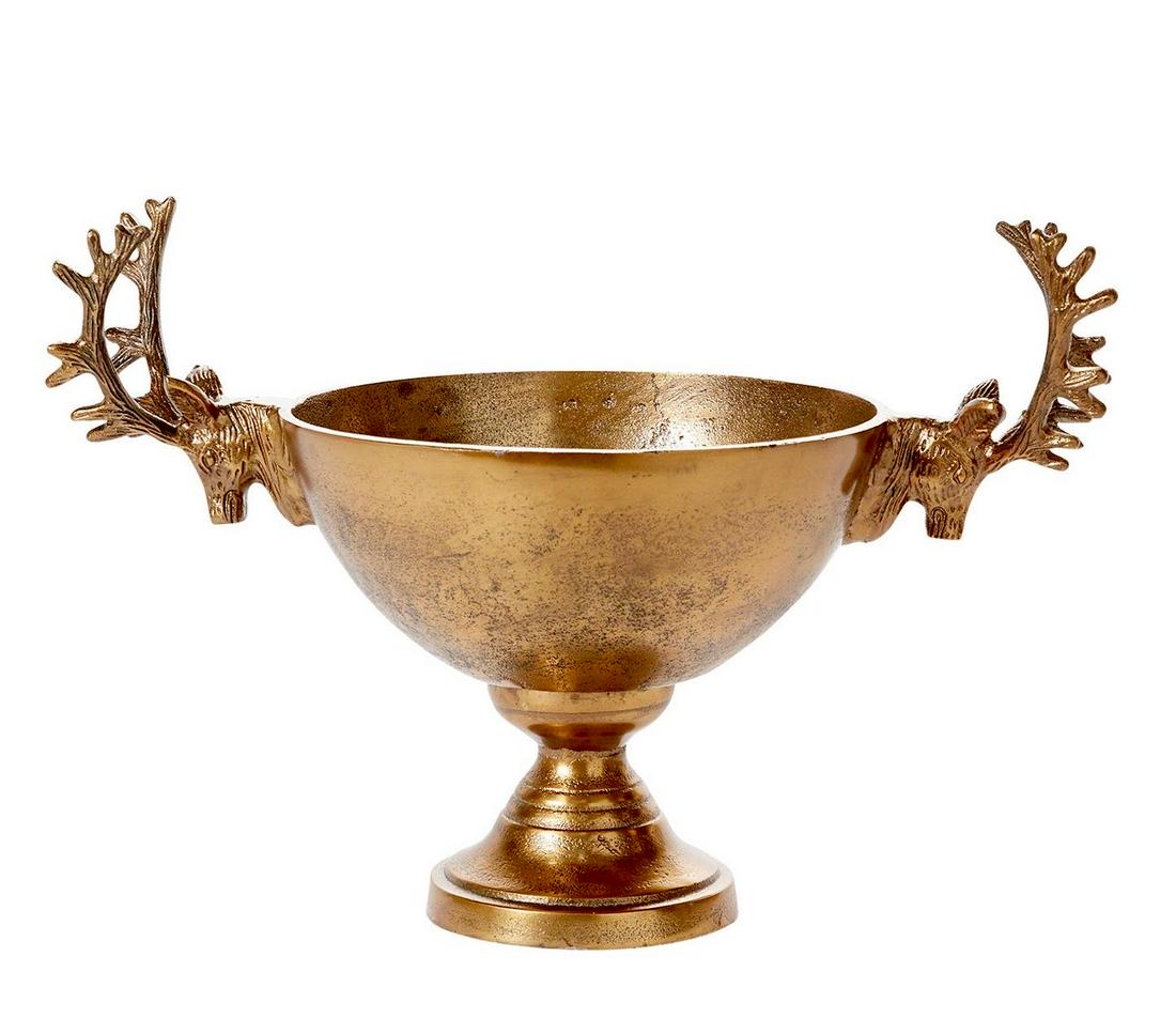 Metal Centerpiece Bowl with Stag Handles (1 of 2)