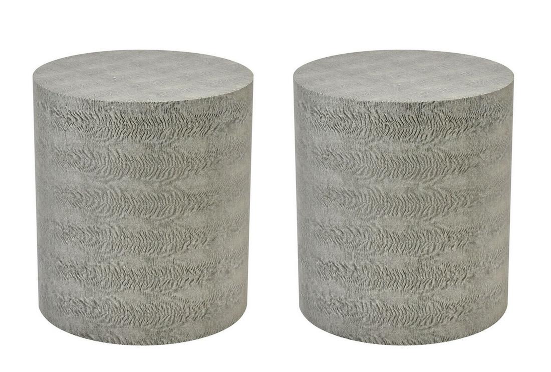 Pair of Faux-Lizard Clad Accent Tables or Stools in the Manner of Karl Springer (1 of 3)