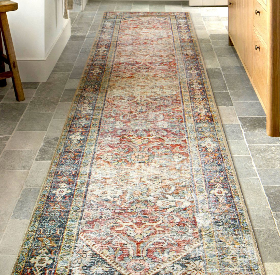 Turkish Flat-Weave Runner with Printed Antique Oriental Pattern (1 of 5)