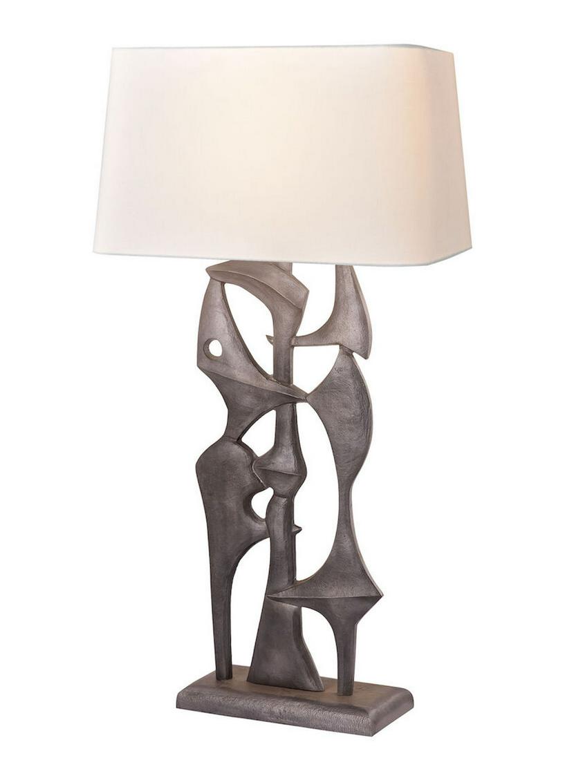 Modern Abstract-Brutalist Sculptural Metal Table Lamp (1 of 3)