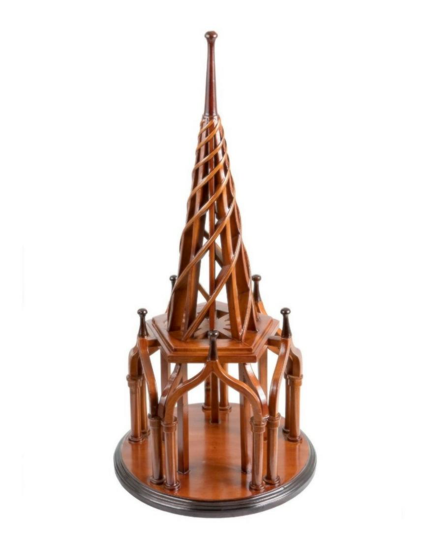Italian Architectural Model: Italian Architectural Model, rosewood and mahogany, 10" dia. x 21.5" H