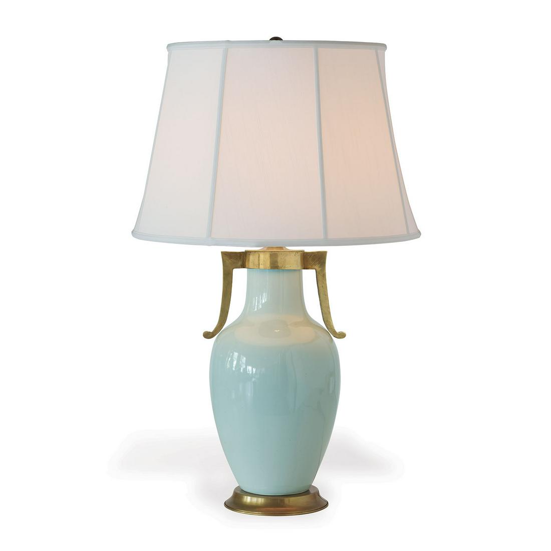 Celadon Porcelain Table Lamp with Brass Mounts (1 of 1)