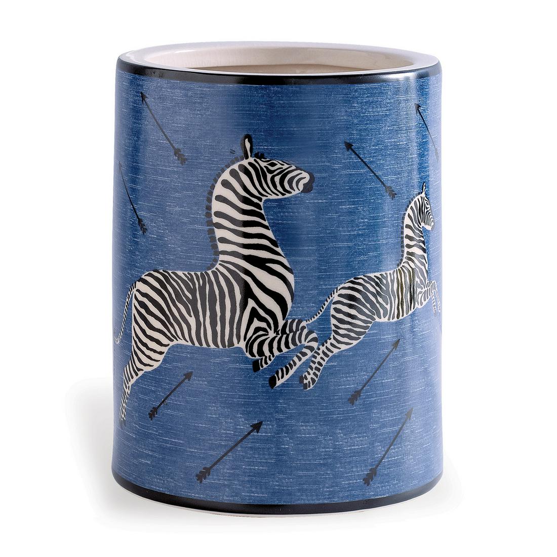 Blue Zebra Porcelain Ice Bucket or Champagne Cooler: Blue Zebra Porcelain Ice Bucket or Champagne Cooler, height 10.5 in., diameter 6.5 in.