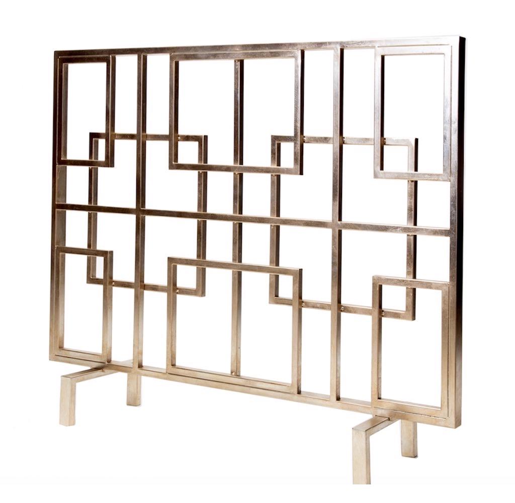 Silver Geometric Fireplace Screen (1 of 4)