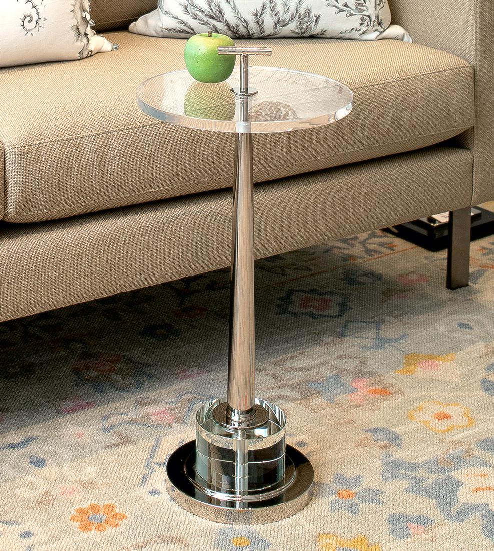 Silver and Crystal Glass Accent Table Apr 08, 2023 Gilded Curio LLC