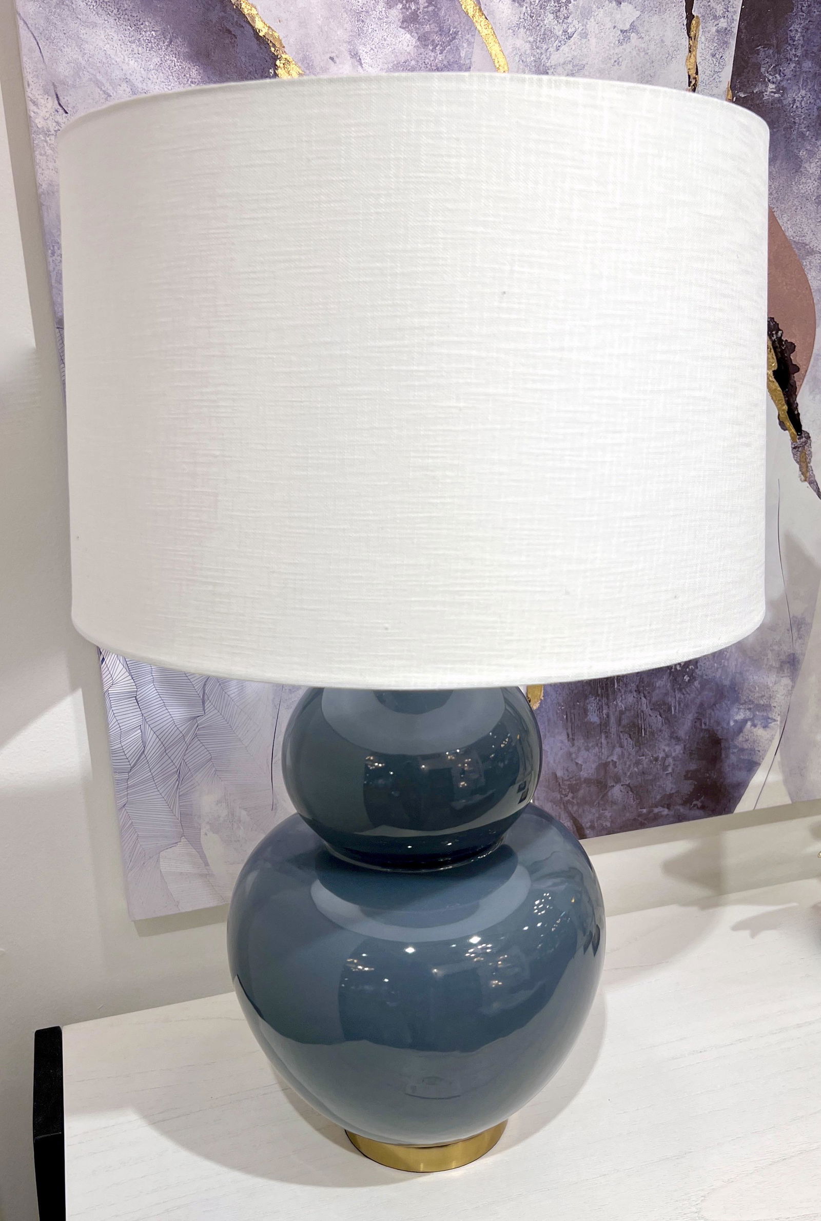 Steel-Blue Double Gourd Ceramic Table Lamp (1 of 2)