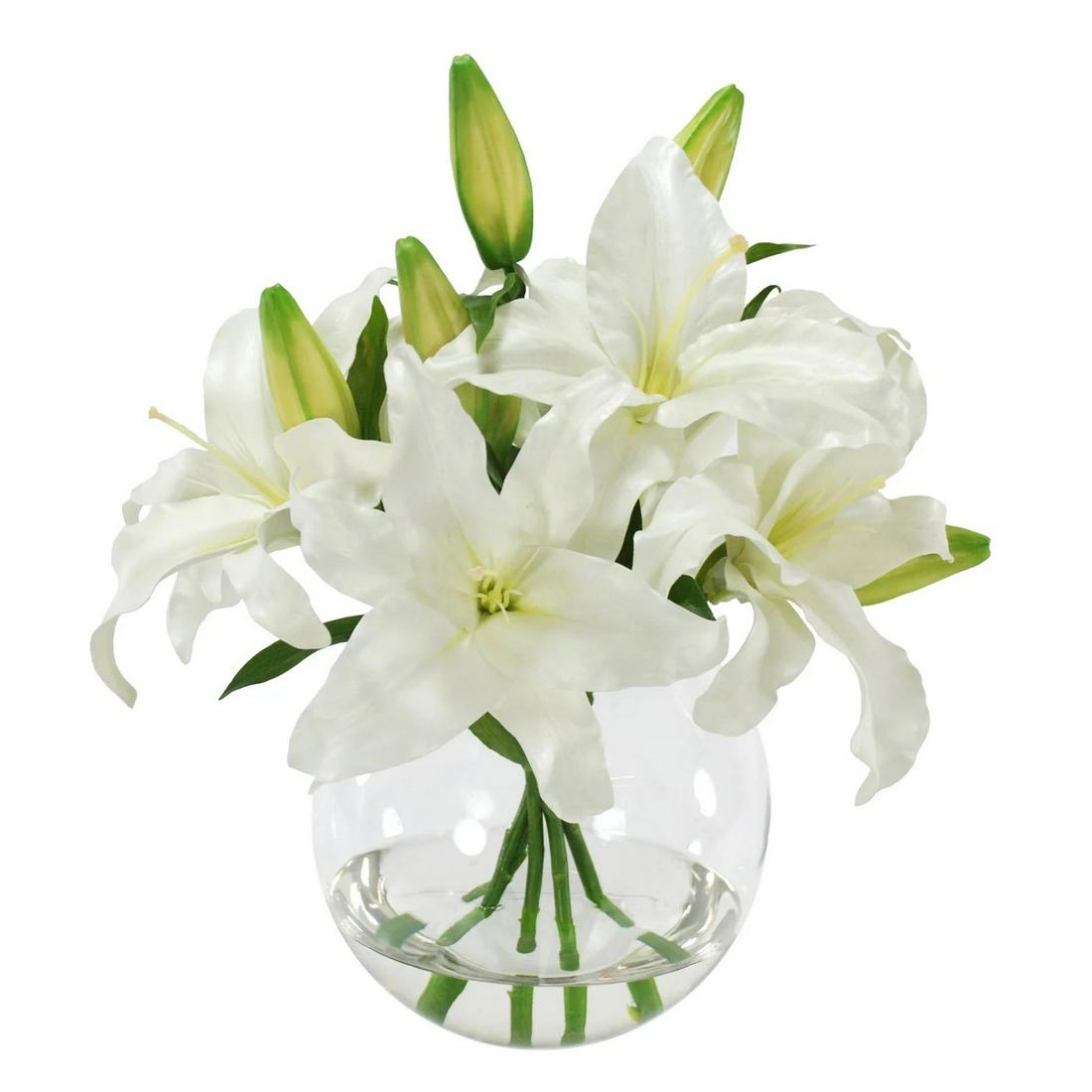 White Casa Blanca Oriental Lily Faux Botanical Arrangement (1 of 1)