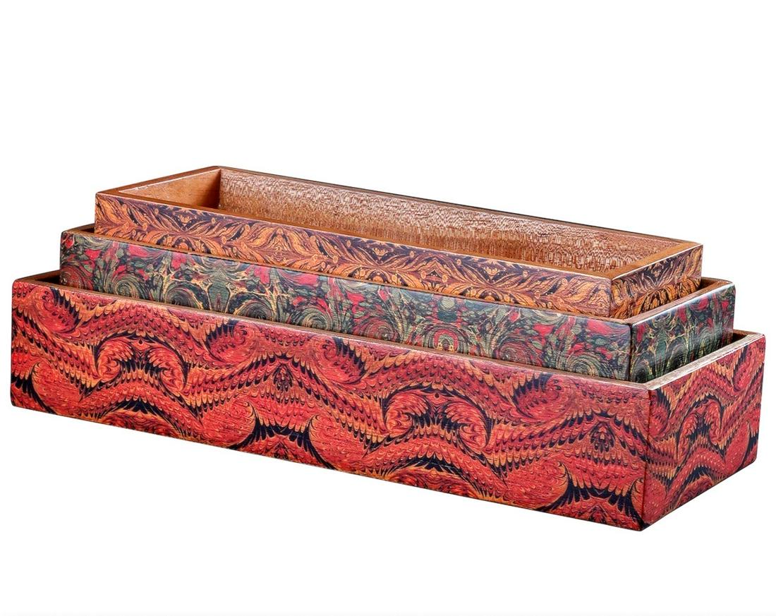 Small Mahogany Desktop Nesting Trays (1 of 4)