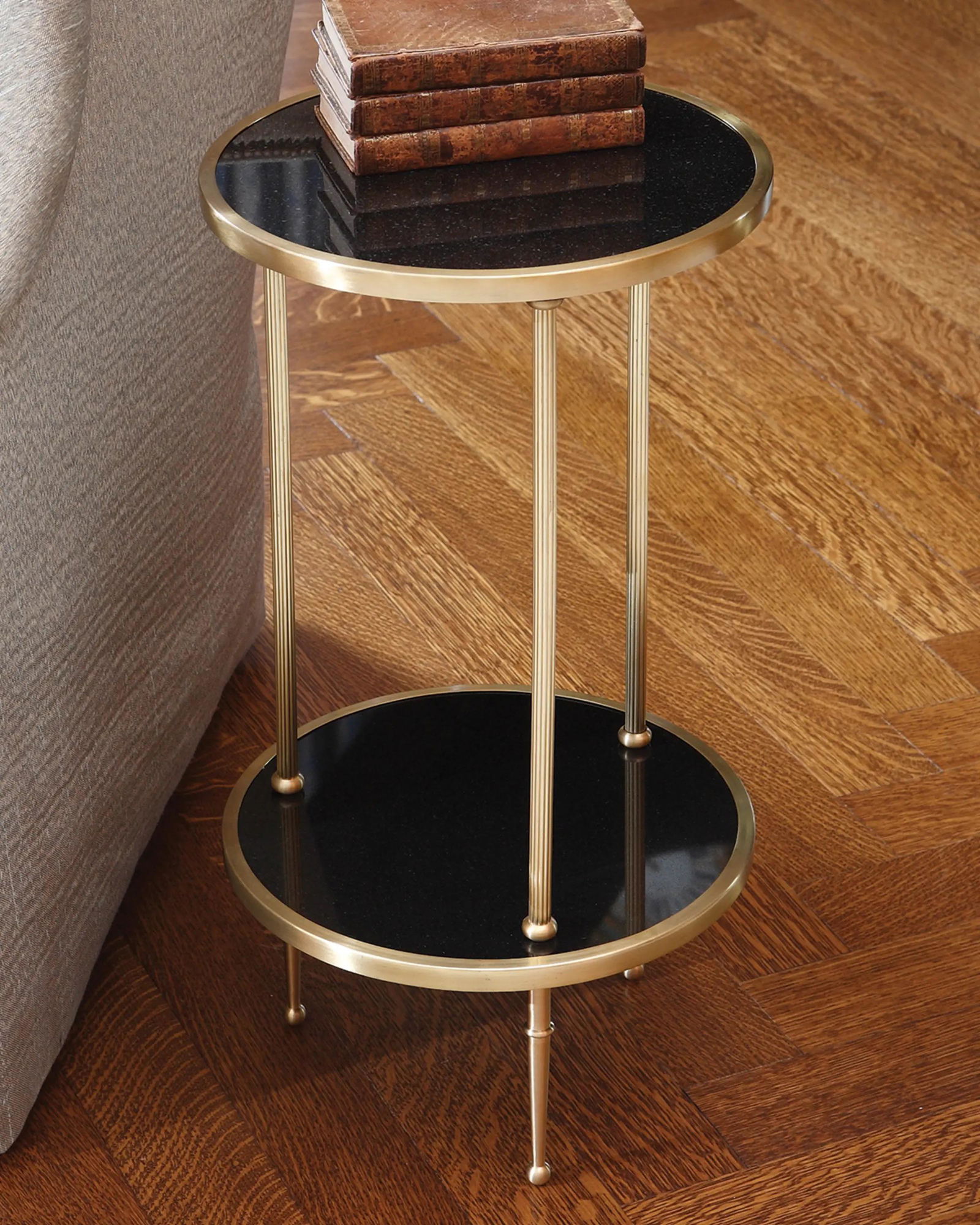 Directoire-Style Brass and Granite Accent Table (1 of 2)