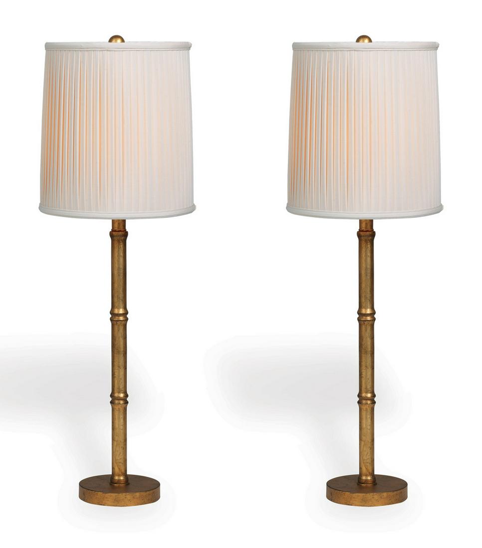 Pair of Gilded Faux Bamboo Buffet Lamps (1 of 1)
