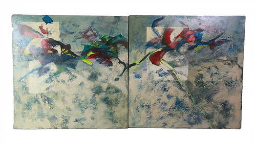 Pair of Oil Mixed Media Paintings by Carolynn Mann (1 of 20)