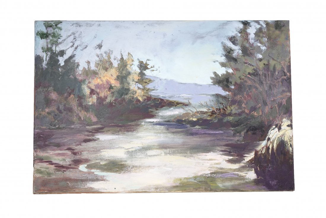 "Moody River: The Hooch" by Carolynn Mann: Original oil painting by prominent Atlanta artist Carolynn Mann