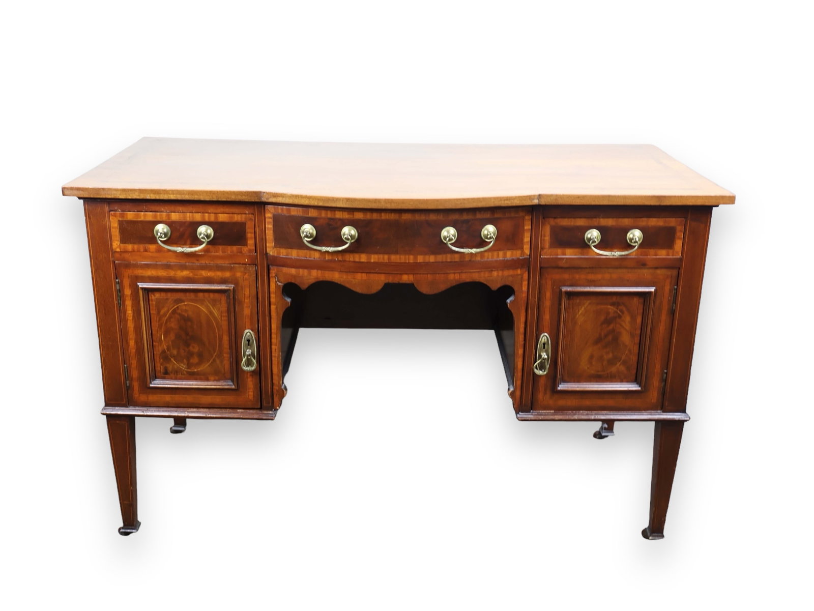 Stunning Antique French Desk: Wooden inlay design. Antique originally French. Purchased in South Africa in the late 70's.