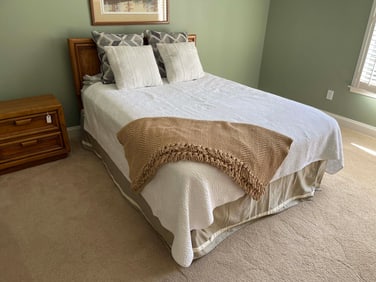 Mid Century Heavy Wood & Metal Bed Frame & Set