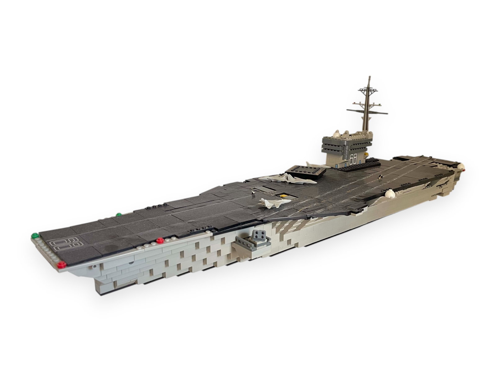 Assembled LEGO Aircraft Carrier: Mostly assembled. Some pieces may be missing. 36 x 3 x 9
