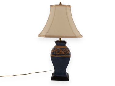 Decorative Gold and Blue Urn Lamp