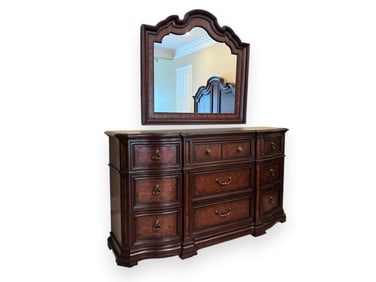 Stately Large Dresser and Mirror by Stanley Furniture