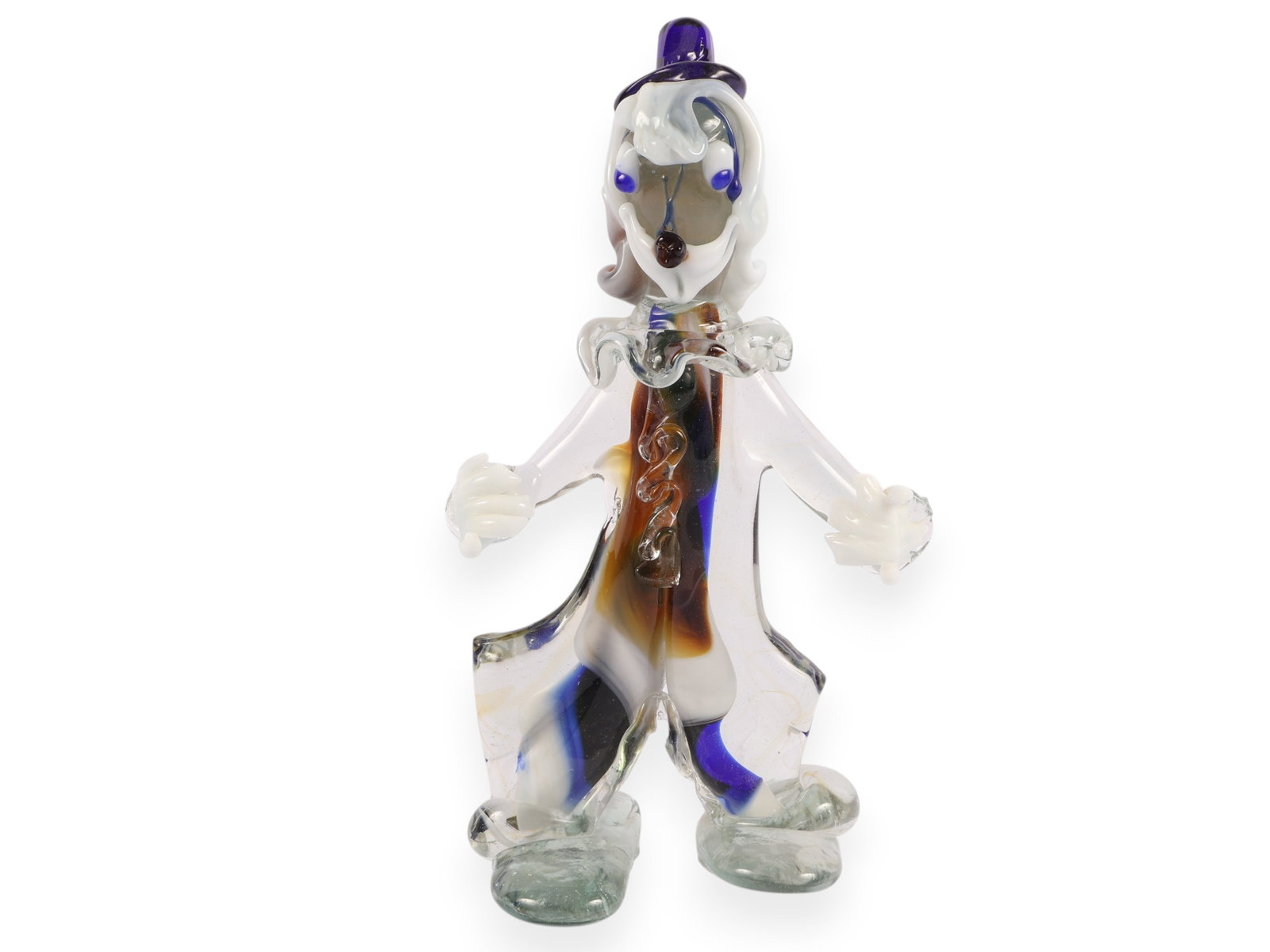 Glass Clown Sculpture: Cannot find any damages. Good/fair used condition. Sold as is. Roughly 7 x 13