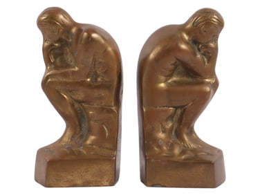 Pair of Brass 'The Thinker' Bookends