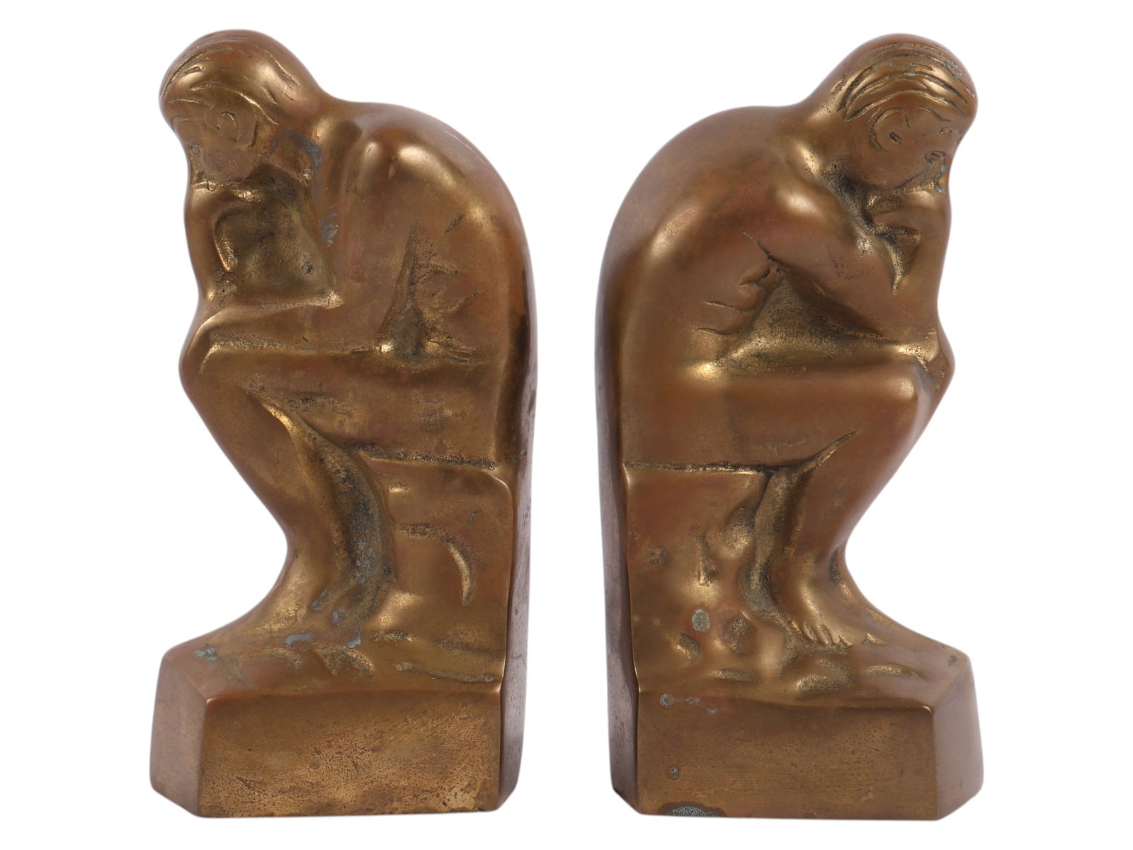 Pair of Brass 'The Thinker' Bookends (1 of 7)