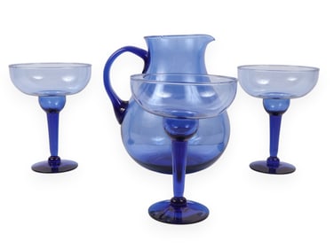 Hand Blown Margarita Glass Set with Pitcher Made in Mexico