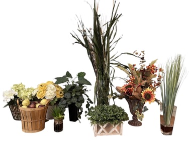Misc Lot of Faux Flowers & Plants