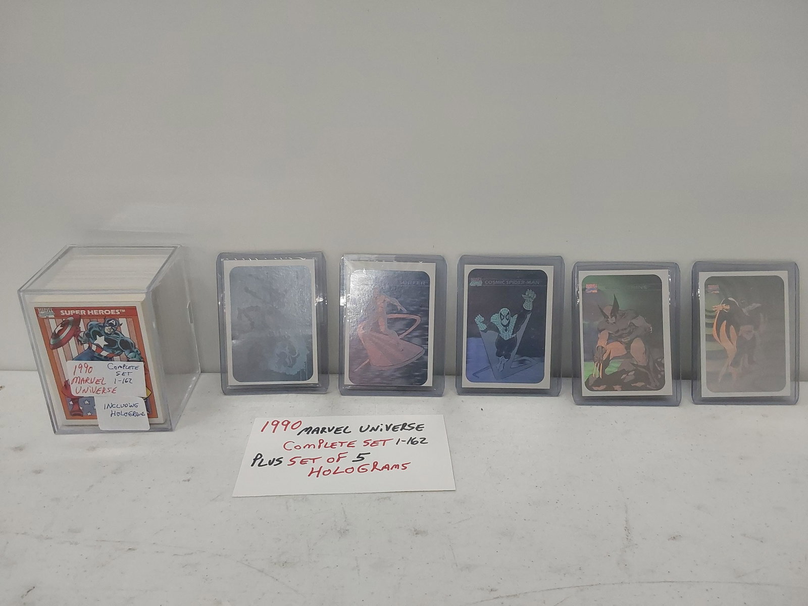 Marvel Universe cards: 1990 Marvel Universe complete set, 1-162 set of (5) Holograms