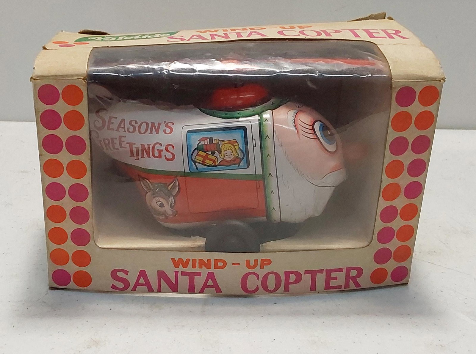 wind-up Santa: Santa Copter with box Made in Japan.