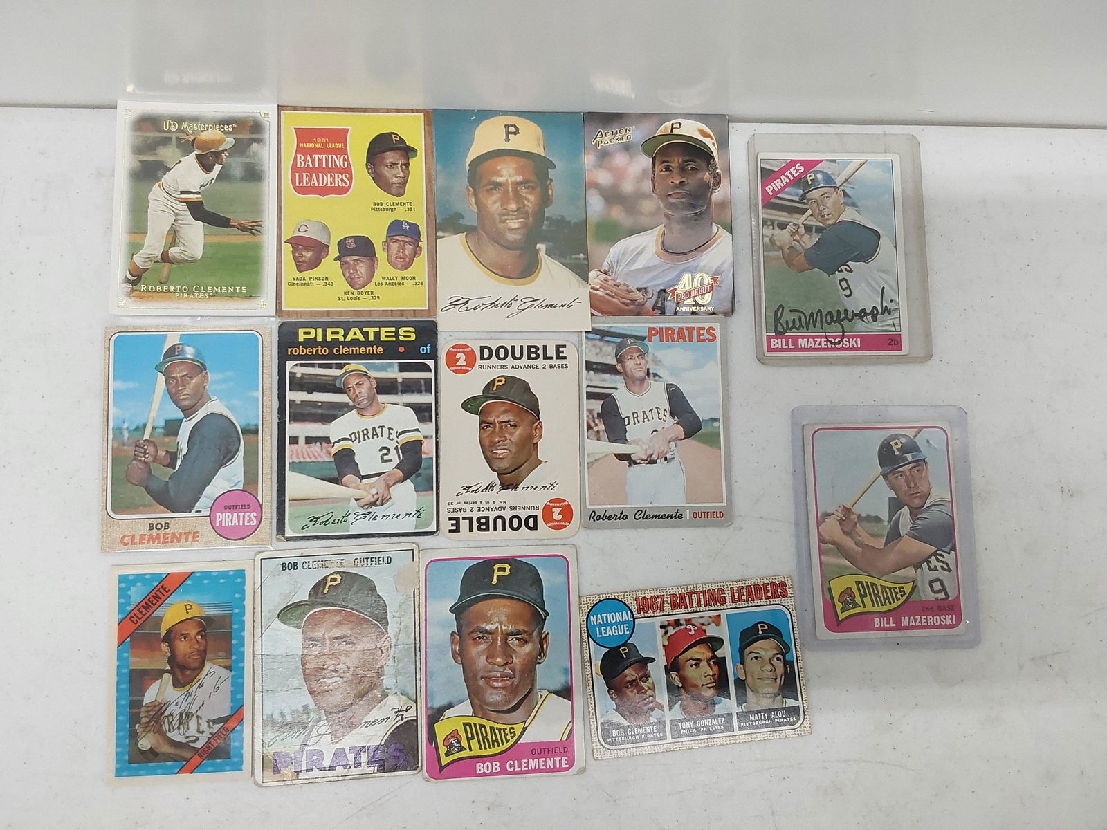 Roberto Clemente Lot including 1968 Mint Card & Bill Mazeroski Autograph card (1 of 1)