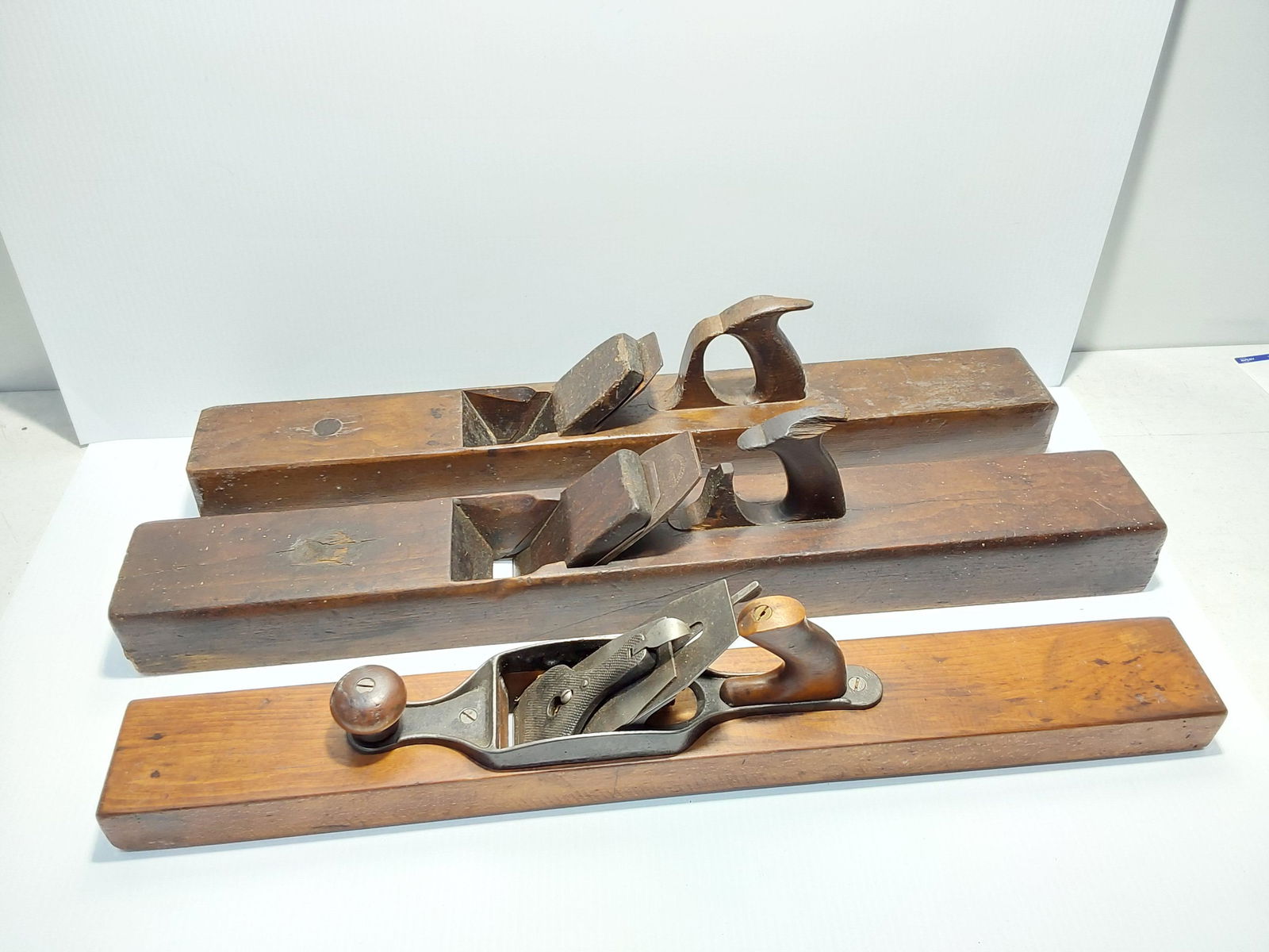 (3) large wood hand planes (1 of 2)
