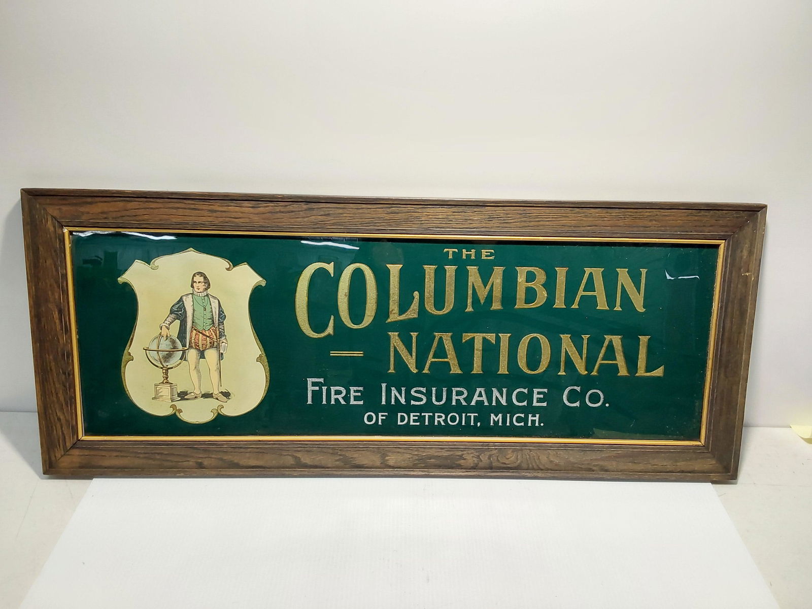 insurance company reverse painted sign on glass (1 of 3)