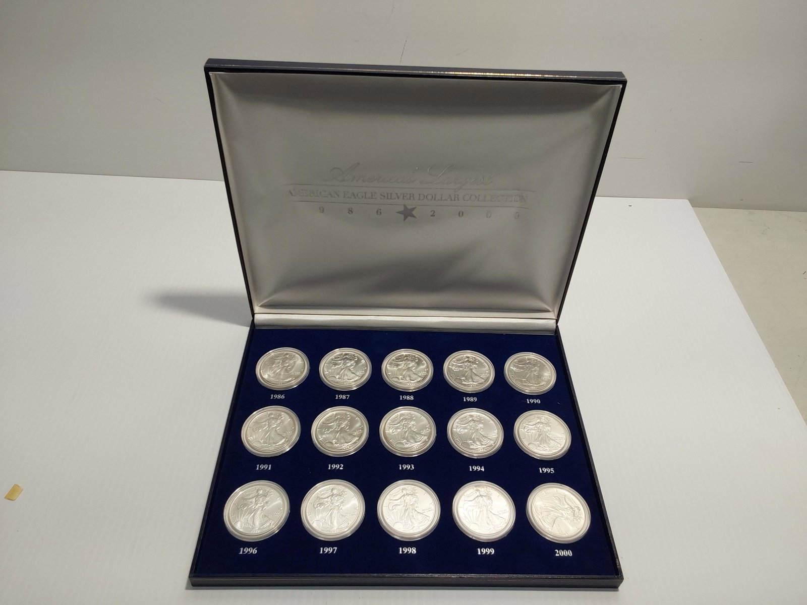 American Silver Eagle set of 15 coins: 1986 to 2000