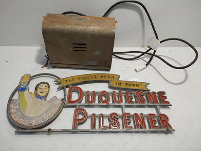 Duquesne neon sign: Needs neon and put together.