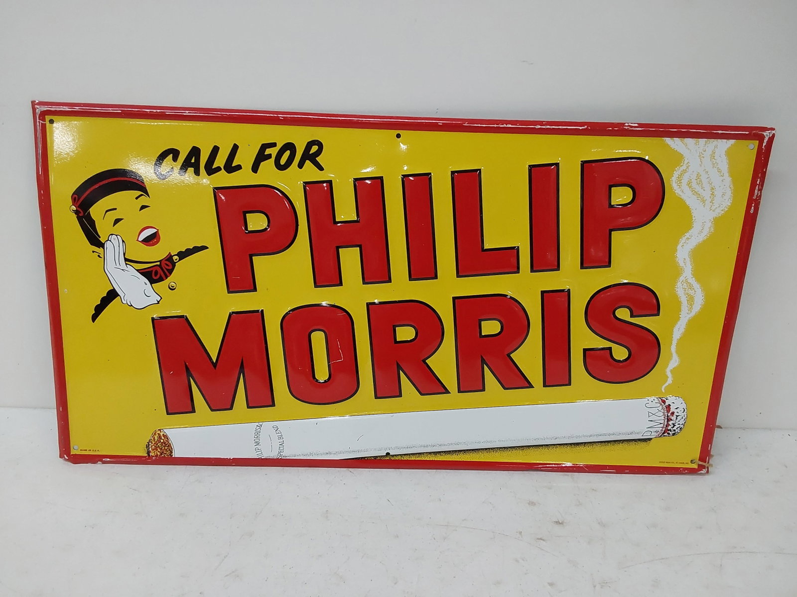 Philip Morris Tobacco SST sign: Single Sided Tin 14 1/2" x 27"
