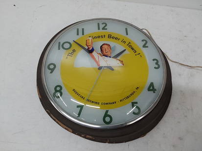 Duquesne Beer clock: Works. 17" diameter