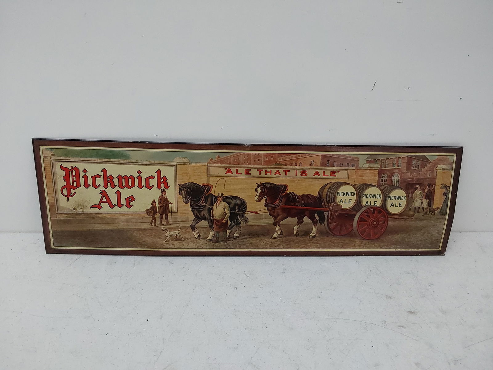 Pickwick Ale tin over cardboard sign (1 of 2)