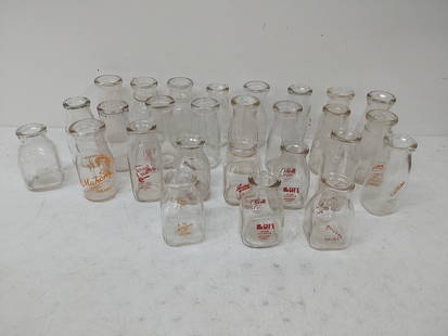(27) pint milk bottles: McHahon's, McGees, Rutgers, Erdlys, Sunnydale, Ritchey, Harchbarger, Hoover and more...