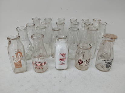 (23) pint milk bottles: DuBois, C.B. Taylor, B.A. Mason, Kline Bros, Charles McWreath (Meyersdale PA), C.L. Carr and Sons (Somerset, PA), Simpson Bros, F.R. McMahon, W.E. Hoffman, Staib's Dairy, Knarr's, Logstown Dairy, Herp